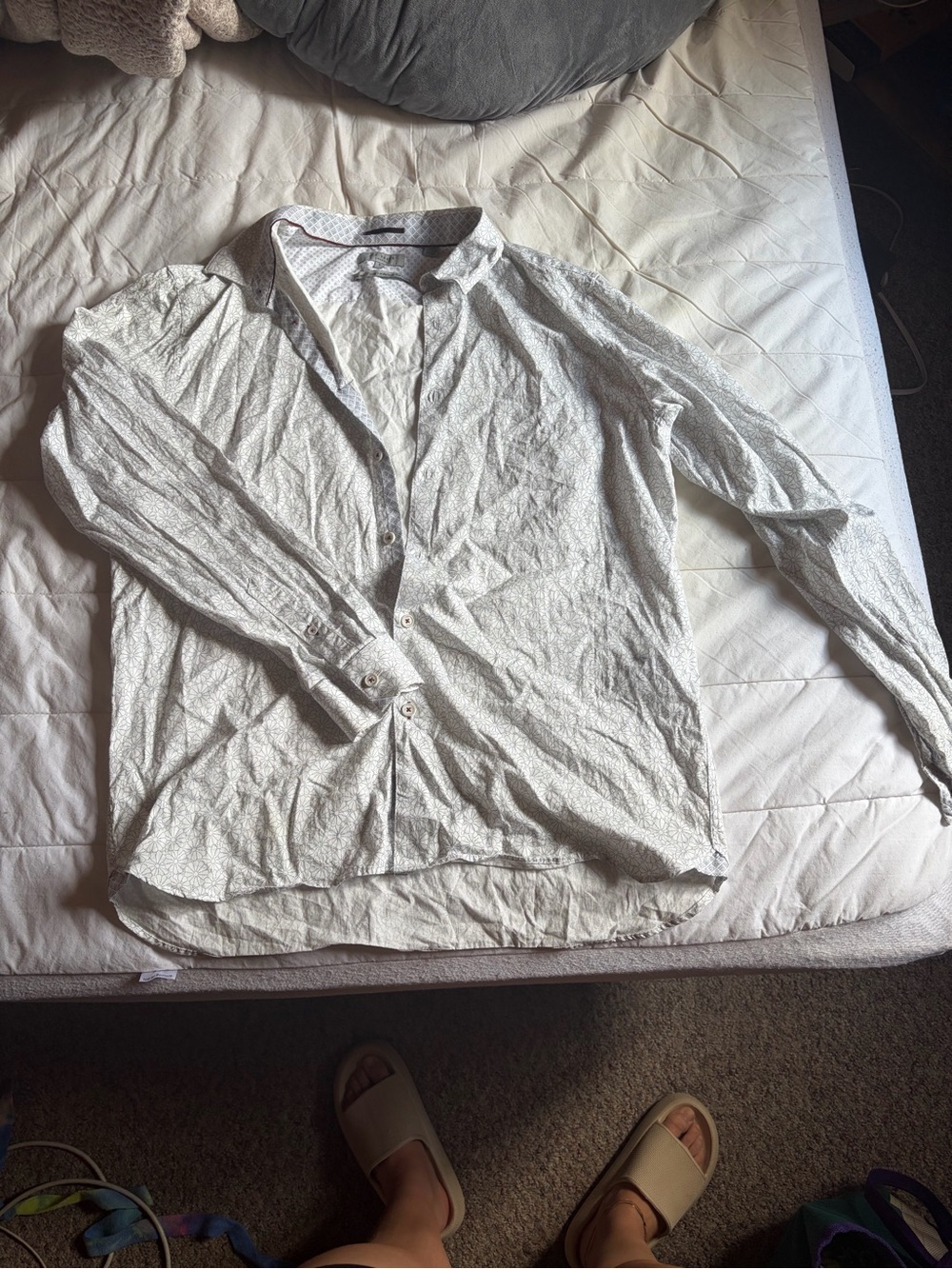 Ted Baker London Light Gray Patterned Button-Up Shirt